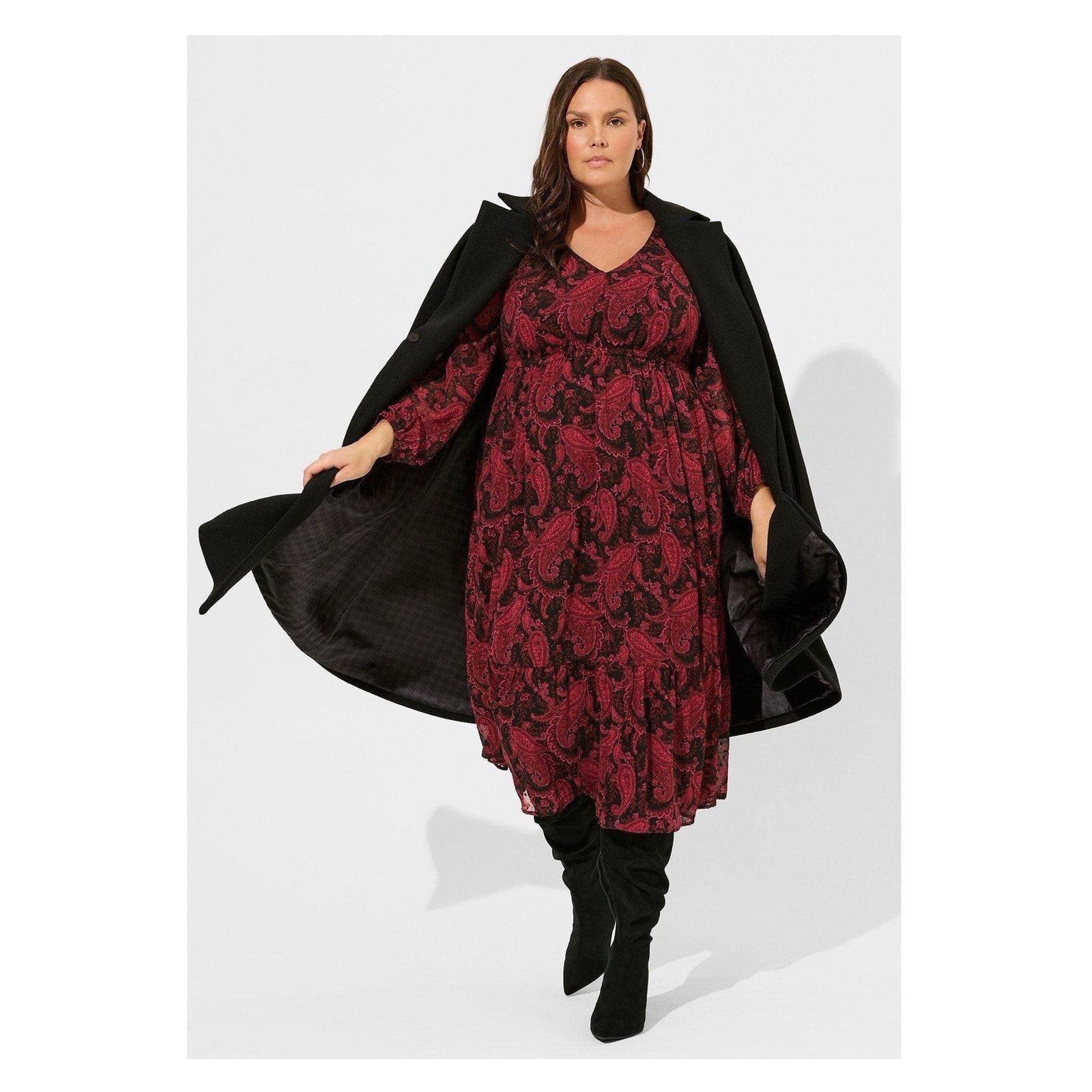 Torrid Red Paisley Clip Dot Open Back A Line Midi Dress Sz.4 Nwt